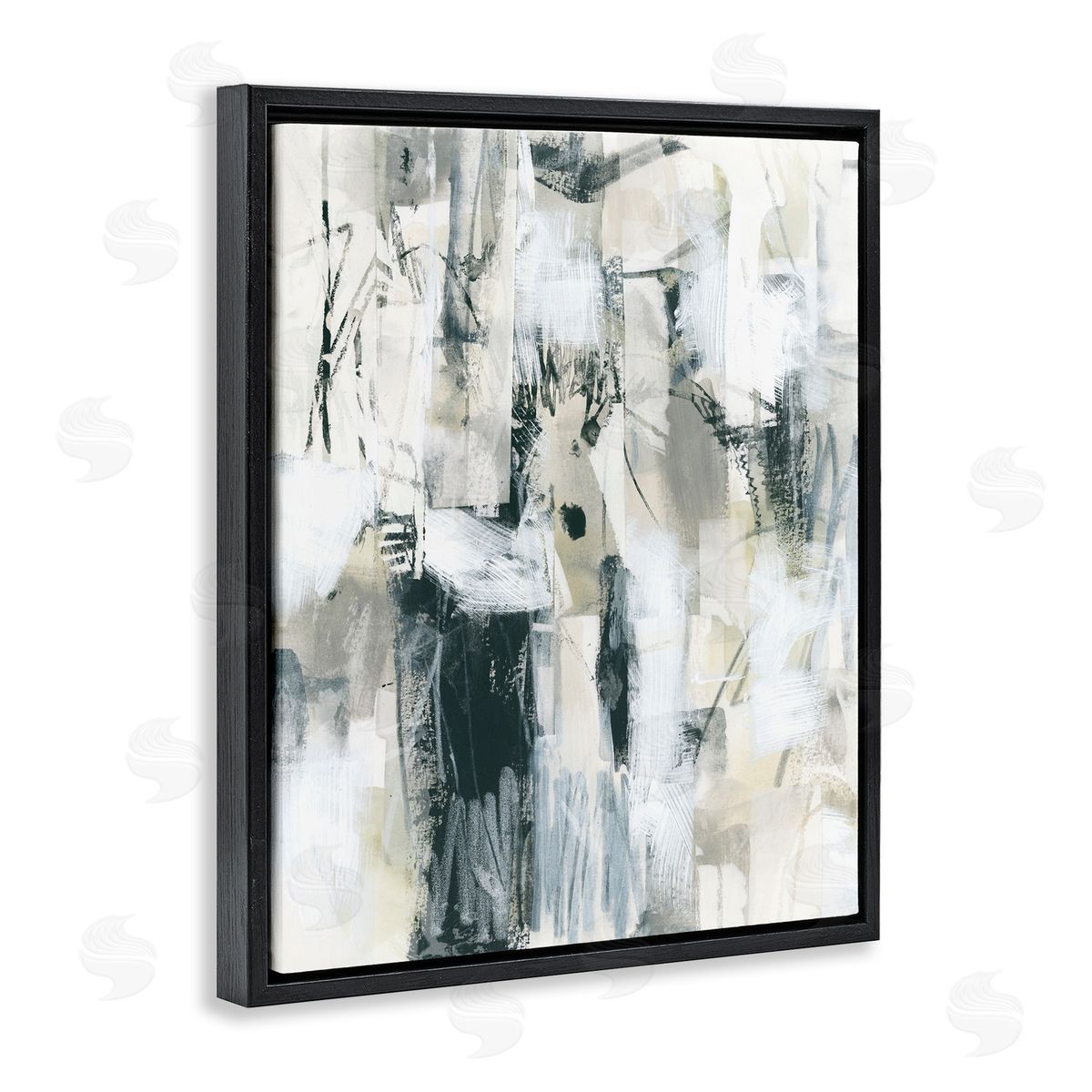 Expressive Grey Abstraction Black Floating Frame Canvas Wall Art, Home Decor by June Erica Vess