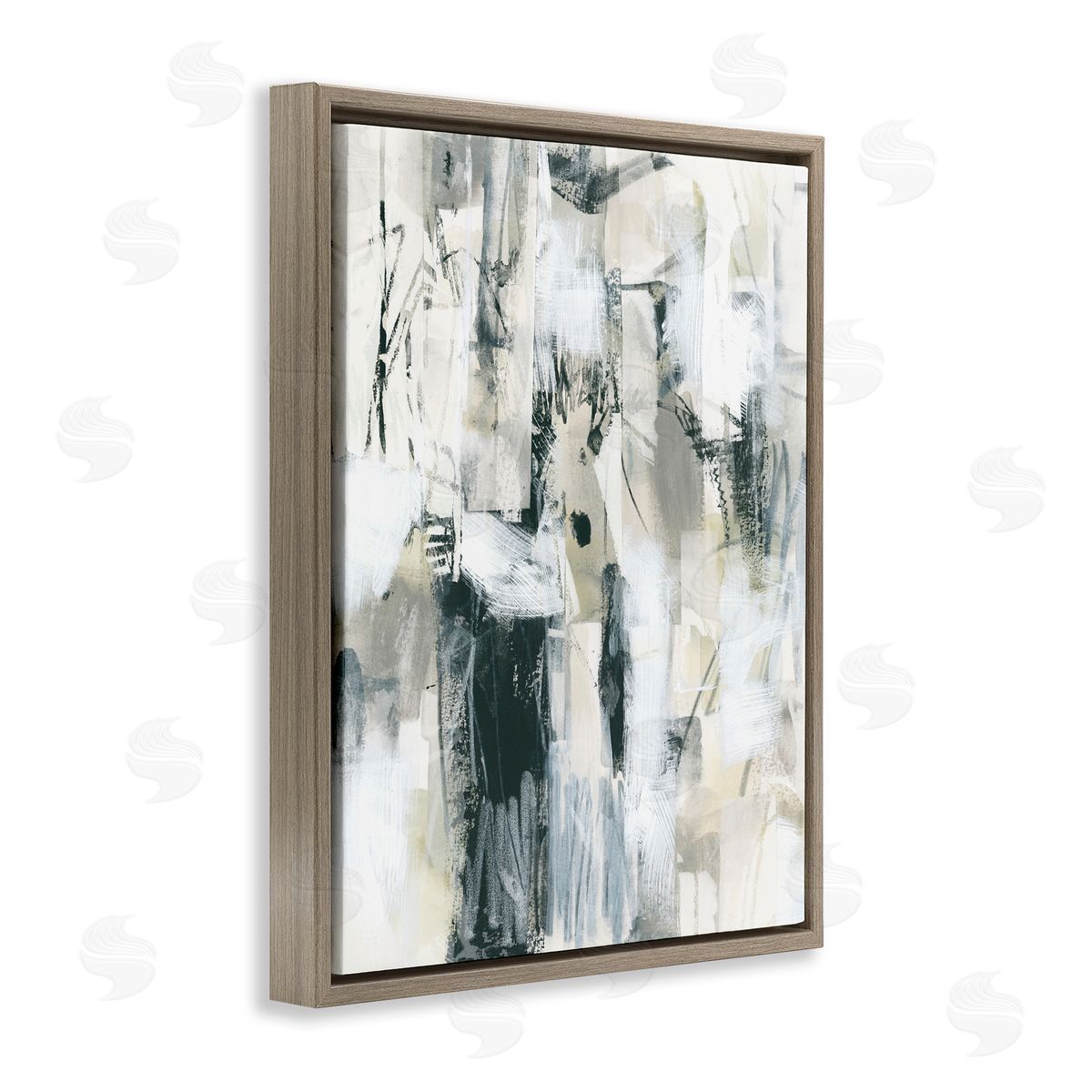 Expressive Grey Abstraction Brown Floating Frame Canvas Wall Art, Home Decor by June Erica Vess