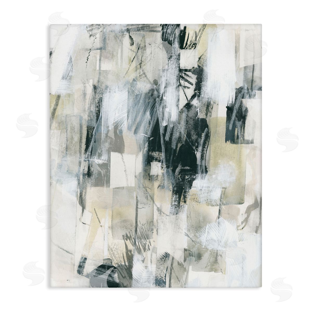Grey Layered Restless Shapes Canvas Wall Art, Home Decor by June Erica Vess