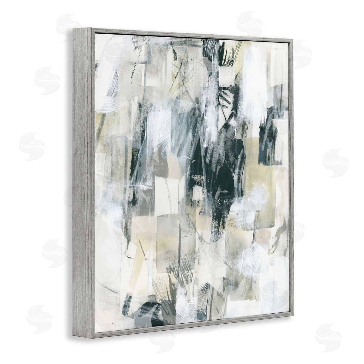 Grey Layered Restless Shapes Grey Frame Print Wall Art, Home Decor by June Erica Vess