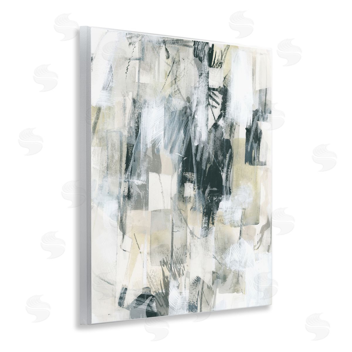 Grey Layered Restless Shapes Wood Plaque Wall Art, Home Decor by June Erica Vess
