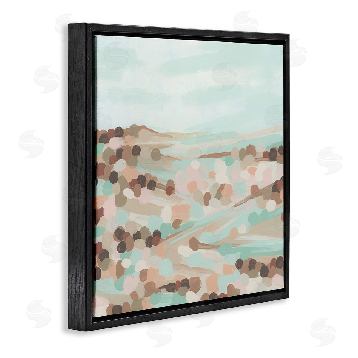 Impressionist Rural Landscape Black Floating Frame Canvas Wall Art, Home Decor by June Erica Vess