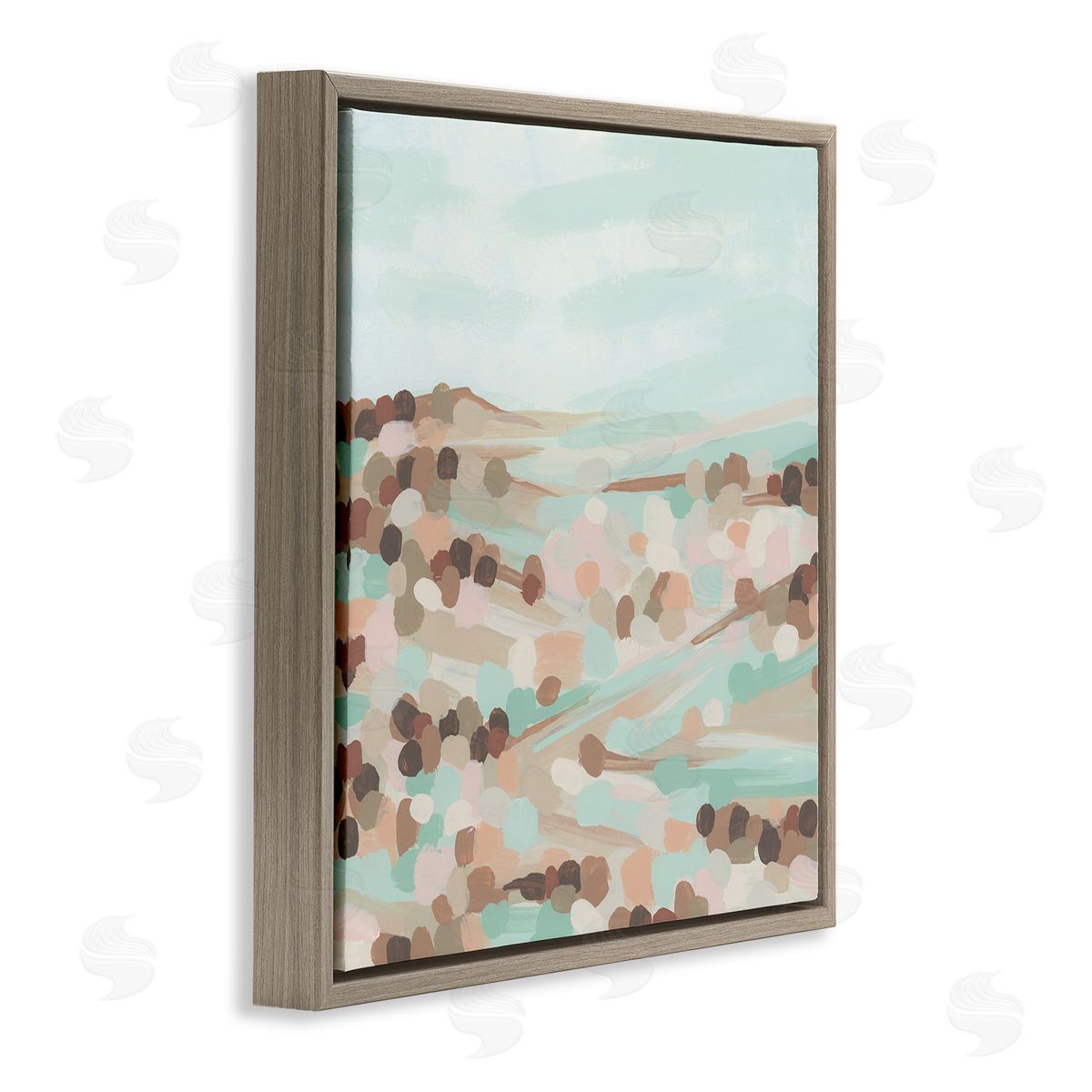 Impressionist Rural Landscape Brown Floating Frame Canvas Wall Art, Home Decor by June Erica Vess