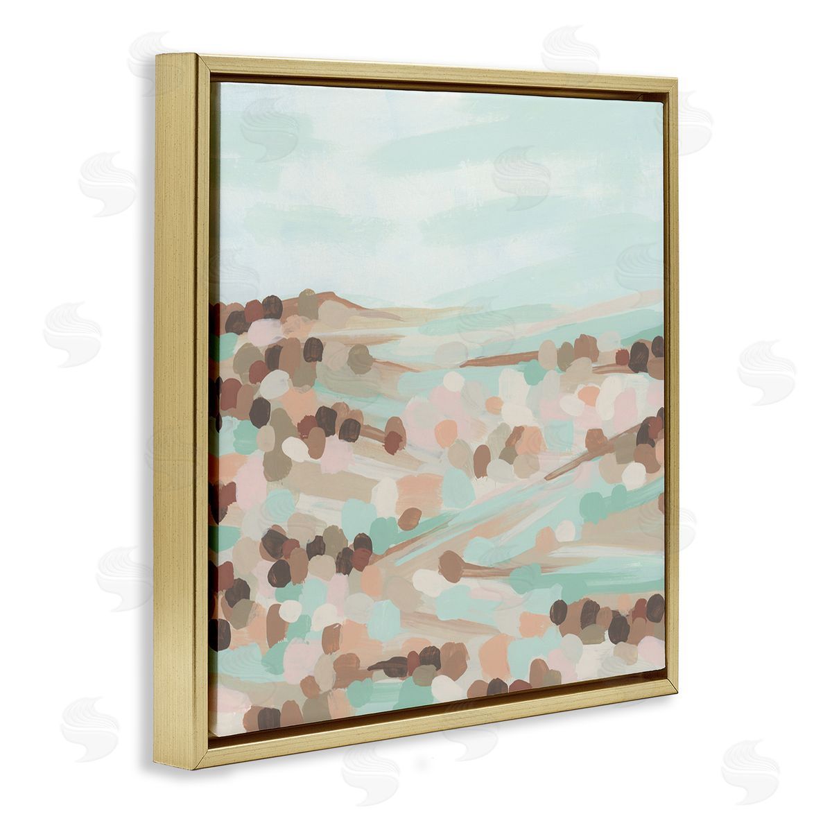 Impressionist Rural Landscape Gold Floating Frame Canvas Wall Art, Home Decor by June Erica Vess