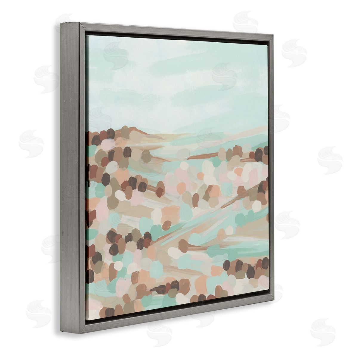 Impressionist Rural Landscape Grey Floating Frame Canvas Wall Art, Home Decor by June Erica Vess