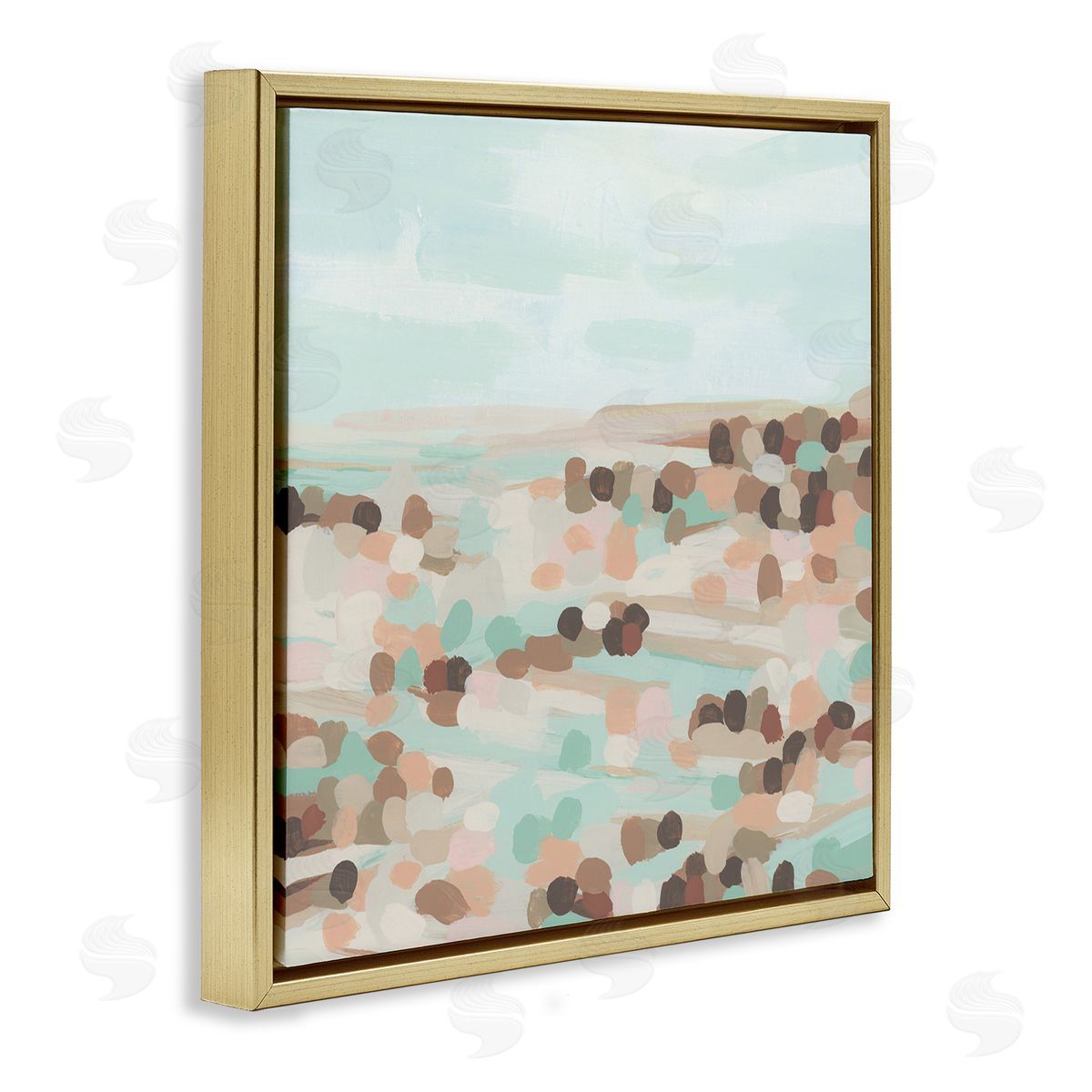 Desert Landscape Impression Gold Floating Frame Canvas Wall Art, Home Decor by June Erica Vess