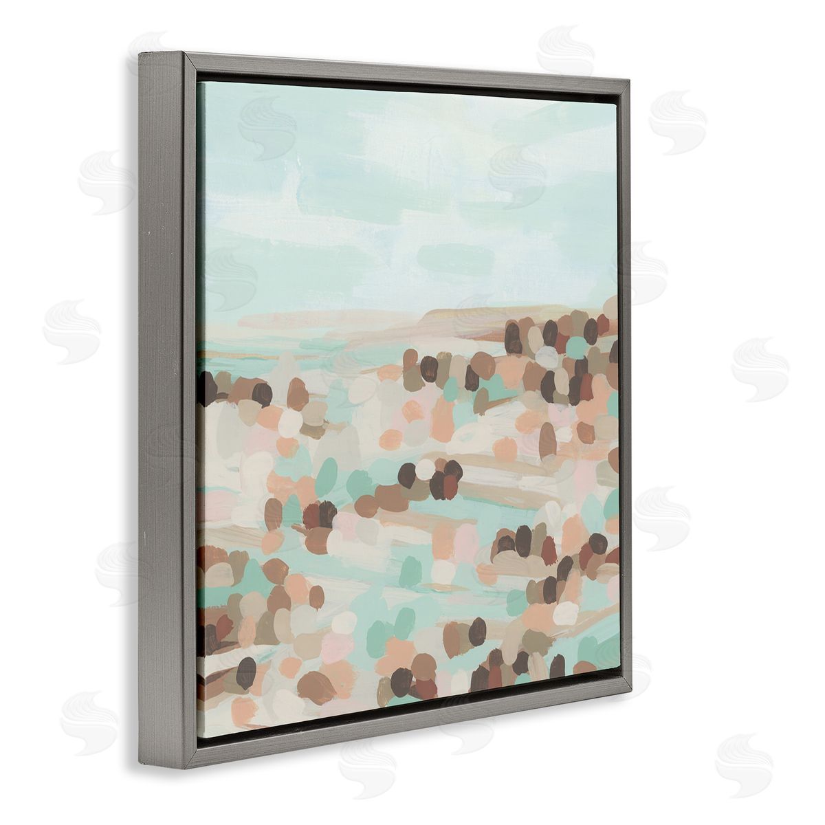 Desert Landscape Impression Grey Floating Frame Canvas Wall Art, Home Decor by June Erica Vess