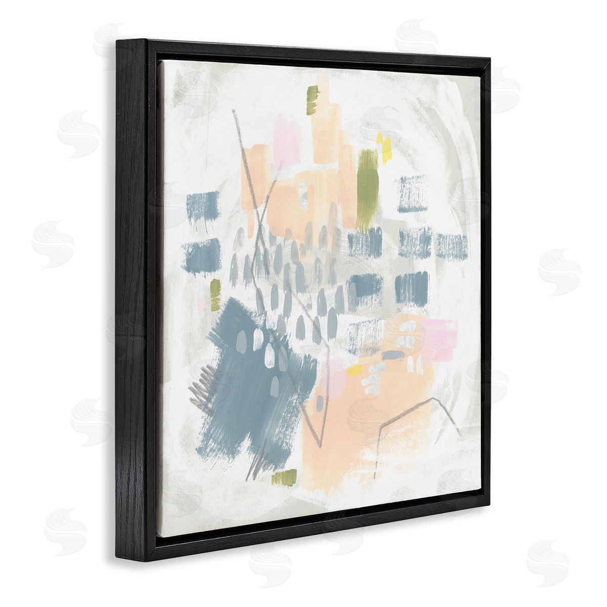 Centric Pastel Pattern Black Floating Frame Canvas Wall Art, Home Decor by June Erica Vess