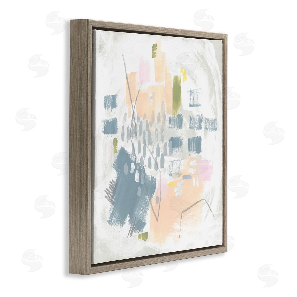 Centric Pastel Pattern Brown Floating Frame Canvas Wall Art, Home Decor by June Erica Vess