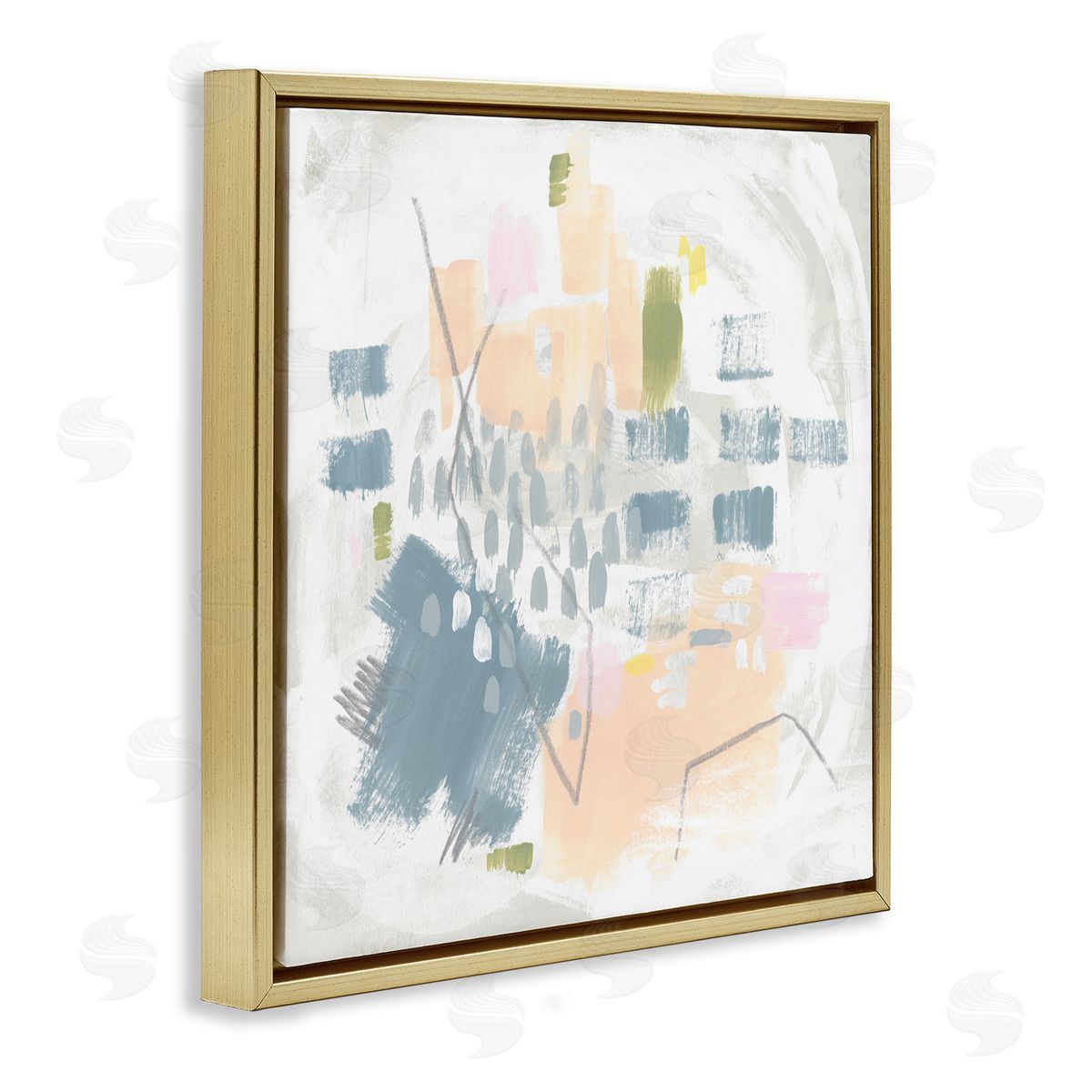 Centric Pastel Pattern Gold Floating Frame Canvas Wall Art, Home Decor by June Erica Vess
