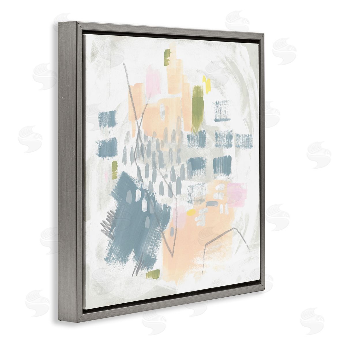 Centric Pastel Pattern Grey Floating Frame Canvas Wall Art, Home Decor by June Erica Vess