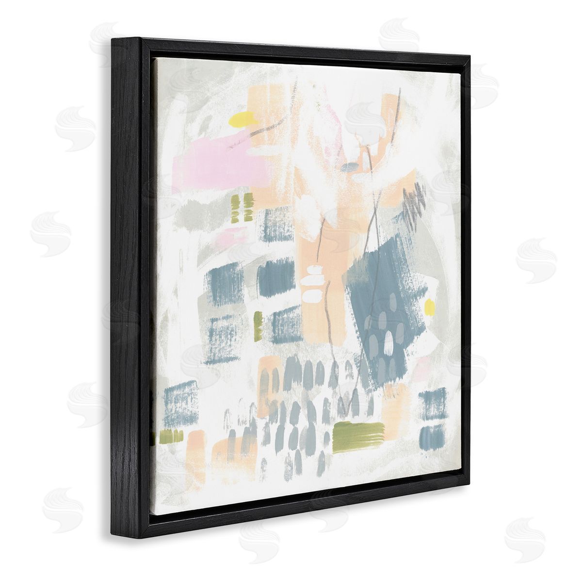 Pastel Patterned Expression Black Floating Frame Canvas Wall Art, Home Decor by June Erica Vess
