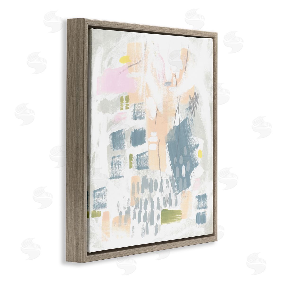 Pastel Patterned Expression Brown Floating Frame Canvas Wall Art, Home Decor by June Erica Vess