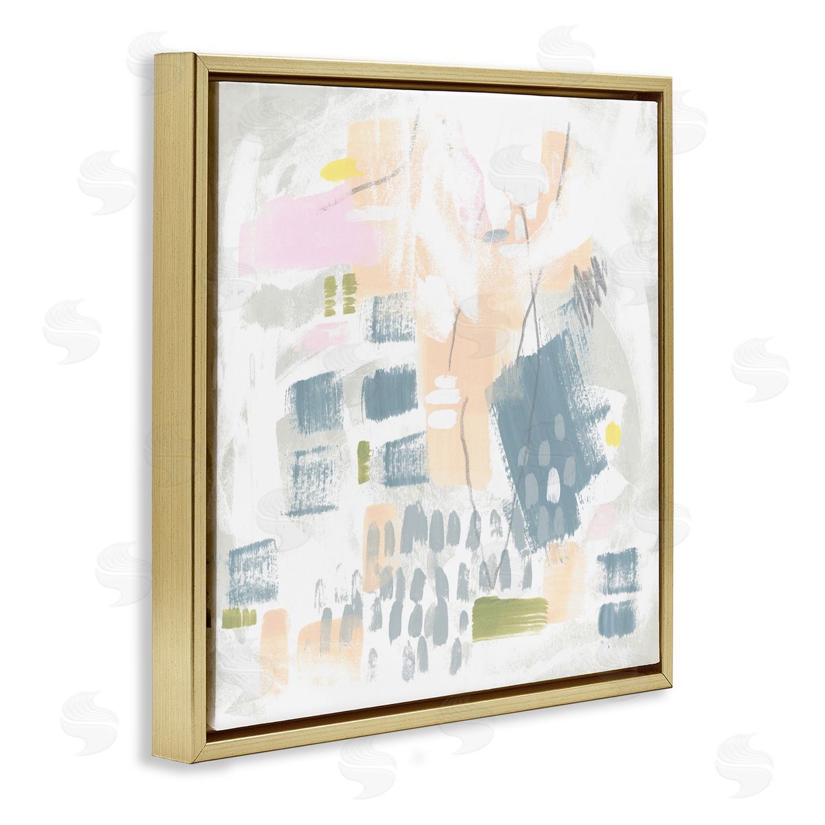 Pastel Patterned Expression Gold Floating Frame Canvas Wall Art, Home Decor by June Erica Vess