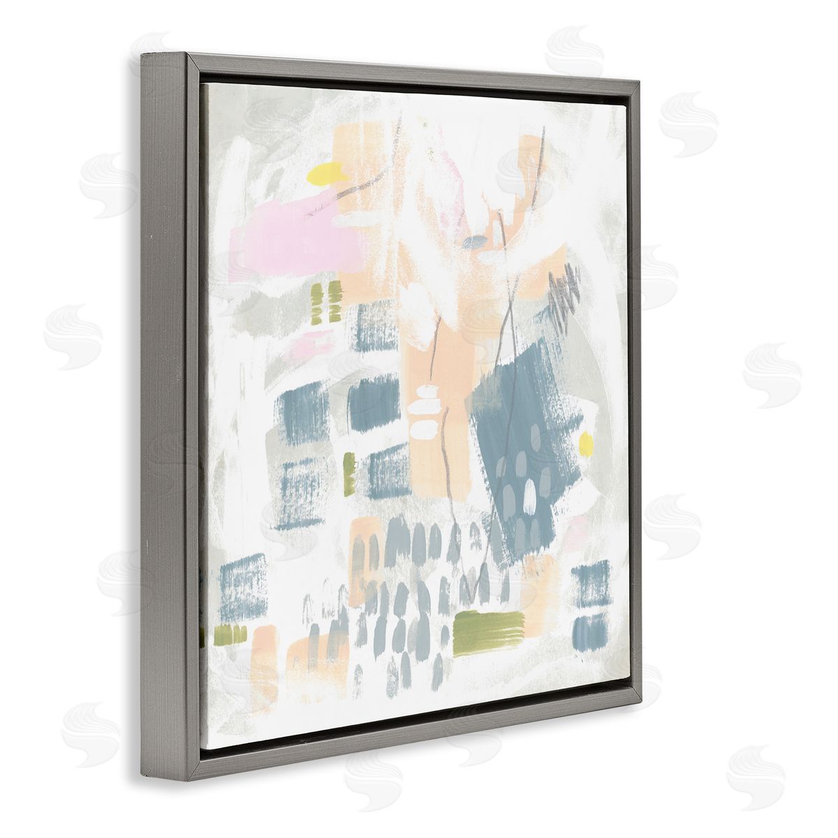 Pastel Patterned Expression Grey Floating Frame Canvas Wall Art, Home Decor by June Erica Vess