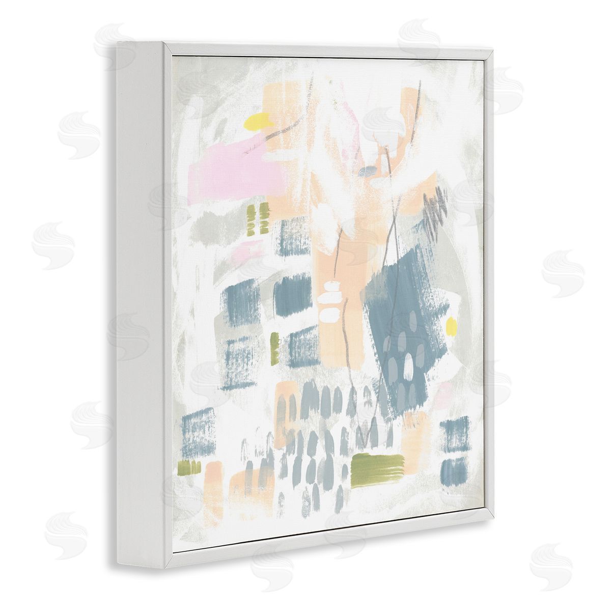 Pastel Patterned Expression White Frame Print Wall Art, Home Decor by June Erica Vess