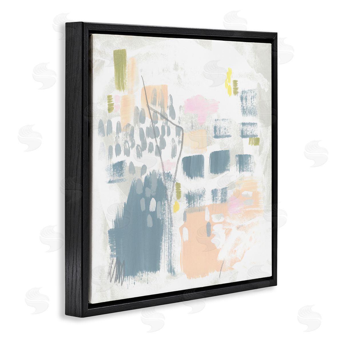 Varied Pastel Patterns Black Floating Frame Canvas Wall Art, Home Decor by June Erica Vess