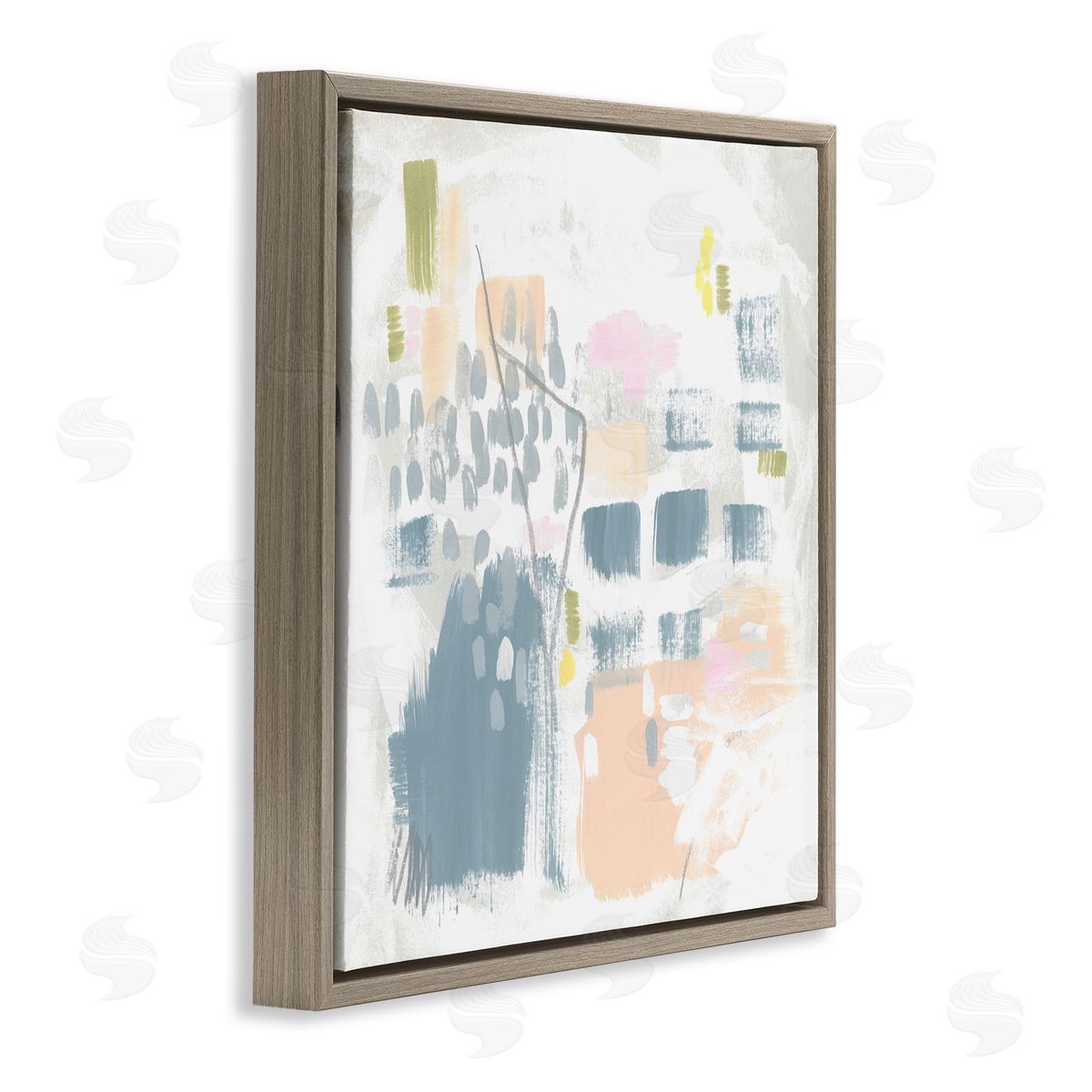 Varied Pastel Patterns Brown Floating Frame Canvas Wall Art, Home Decor by June Erica Vess