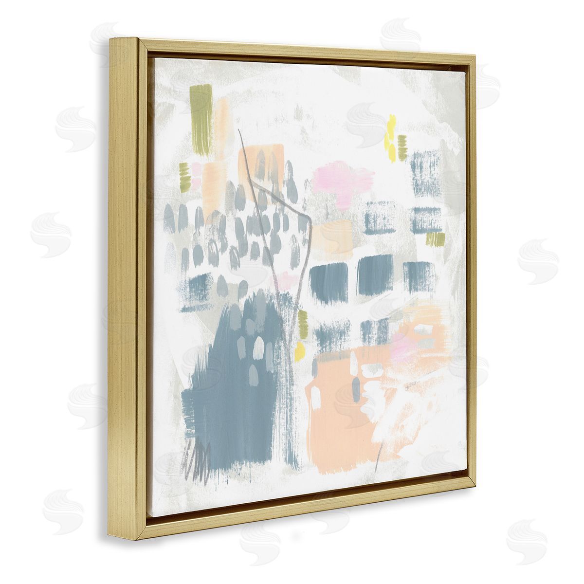 Varied Pastel Patterns Gold Floating Frame Canvas Wall Art, Home Decor by June Erica Vess
