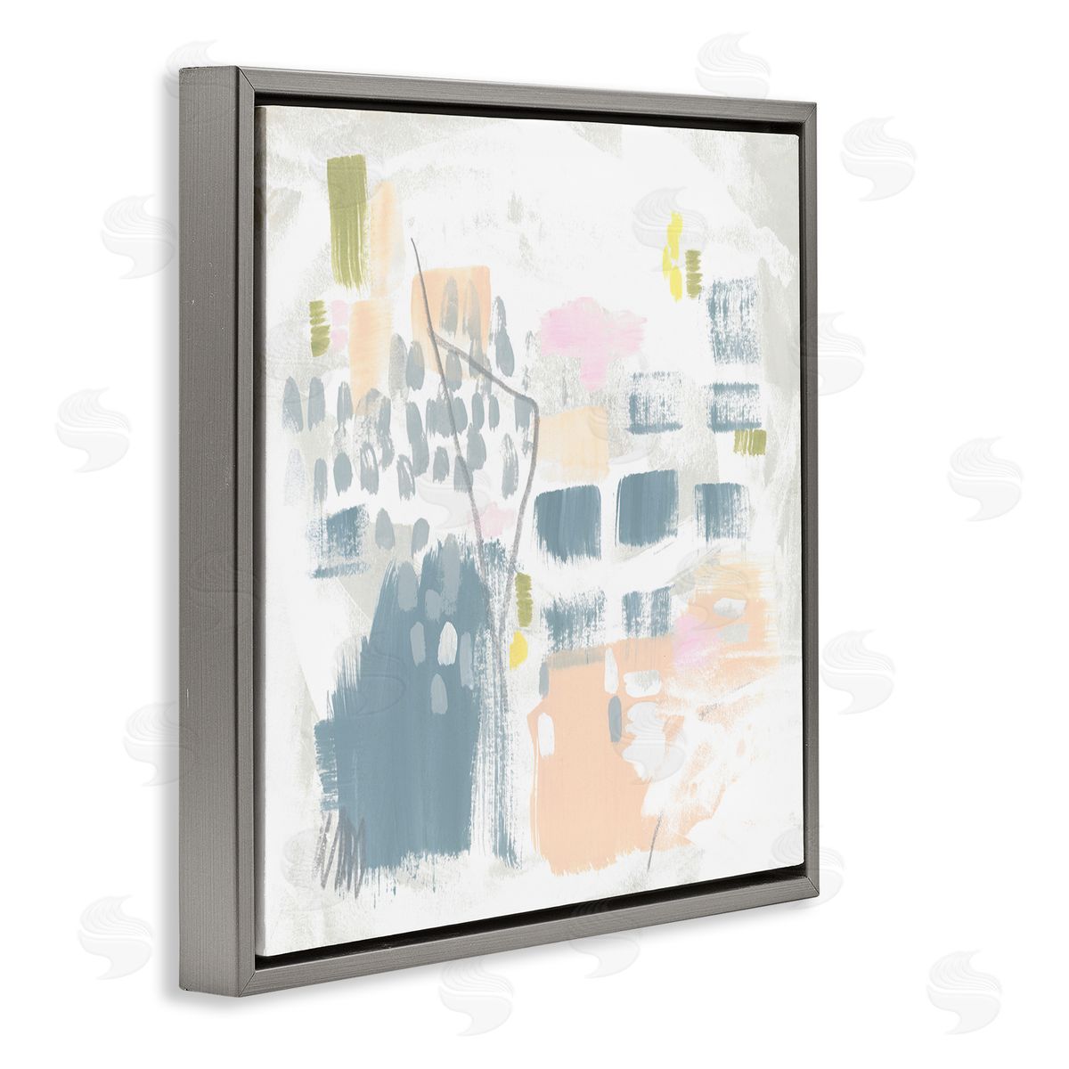Varied Pastel Patterns Grey Floating Frame Canvas Wall Art, Home Decor by June Erica Vess