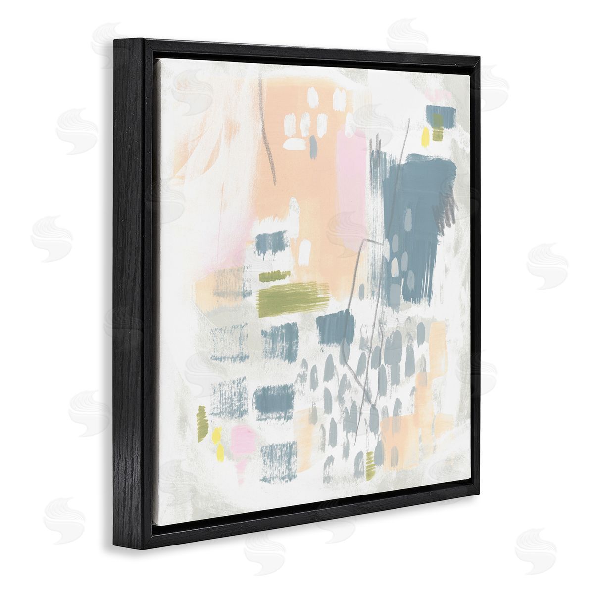 Organic Soft Patterns Black Floating Frame Canvas Wall Art, Home Decor by June Erica Vess
