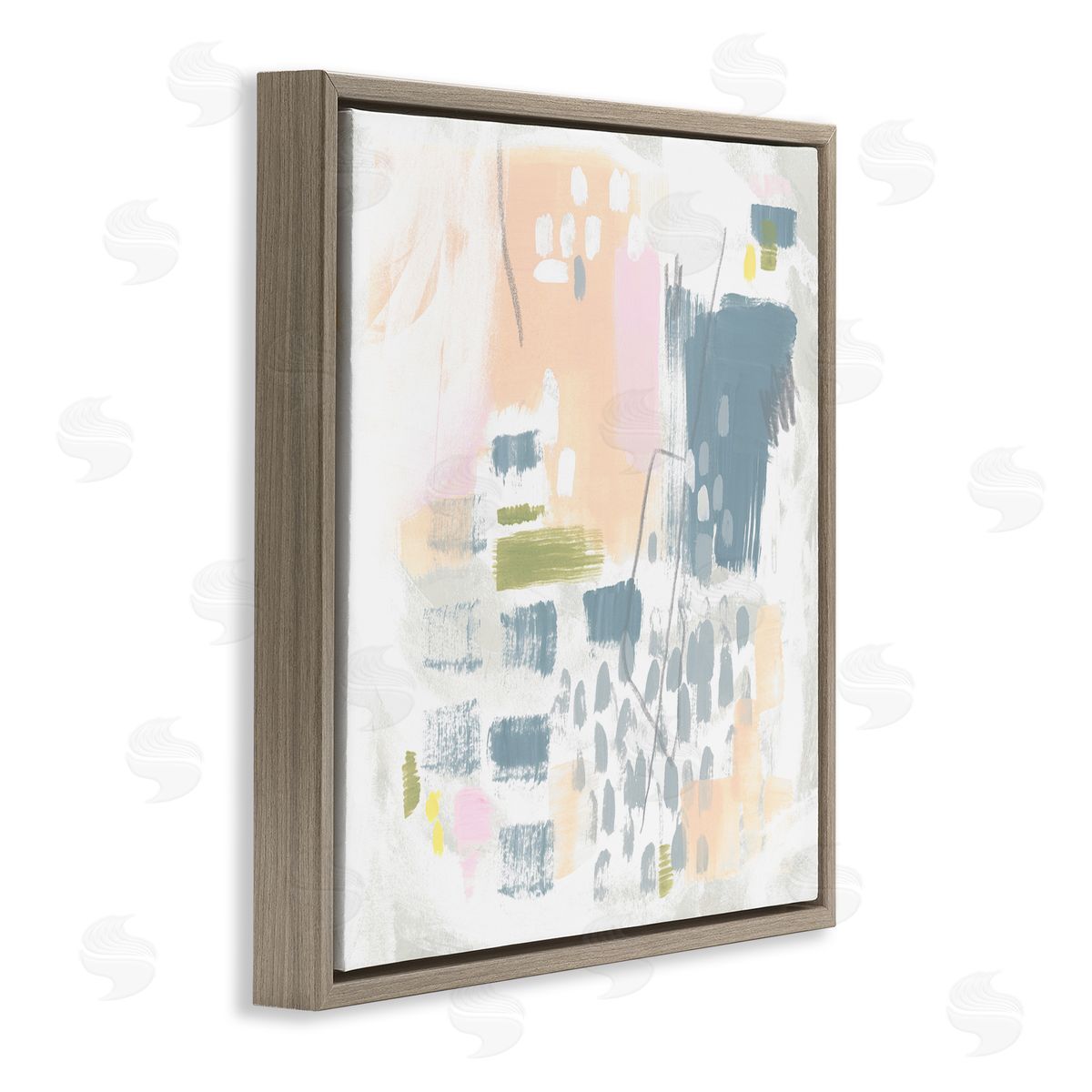 Organic Soft Patterns Brown Floating Frame Canvas Wall Art, Home Decor by June Erica Vess