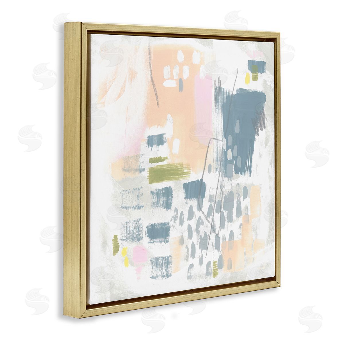 Organic Soft Patterns Gold Floating Frame Canvas Wall Art, Home Decor by June Erica Vess