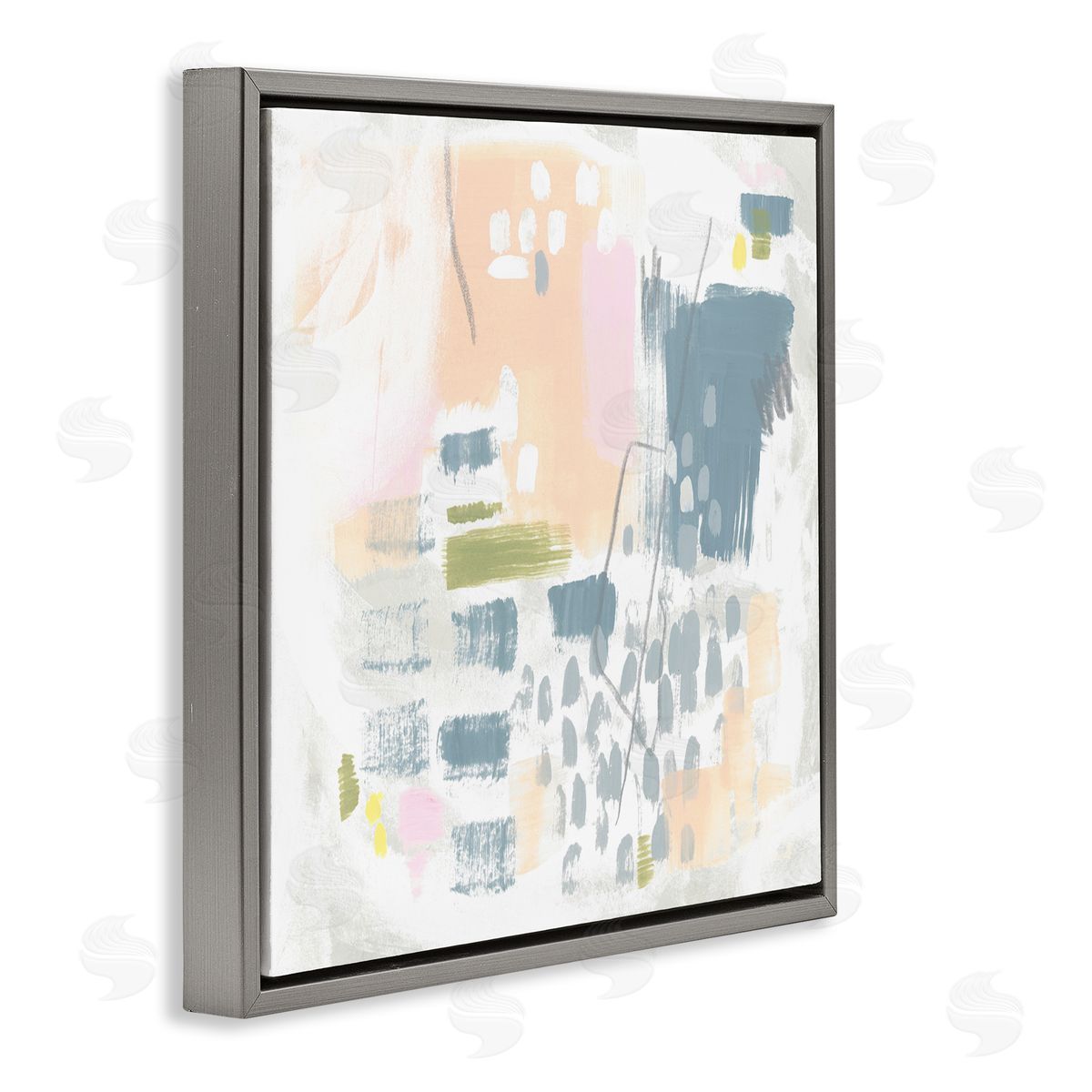 Organic Soft Patterns Grey Floating Frame Canvas Wall Art, Home Decor by June Erica Vess