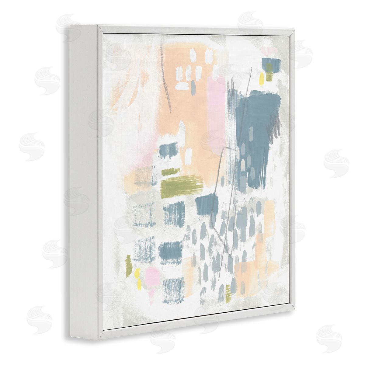 Organic Soft Patterns White Frame Print Wall Art, Home Decor by June Erica Vess
