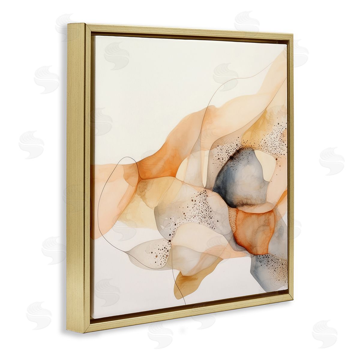 Cascading Fluid Abstract Gold Floating Frame Canvas Wall Art, Home Decor by Irena Orlov