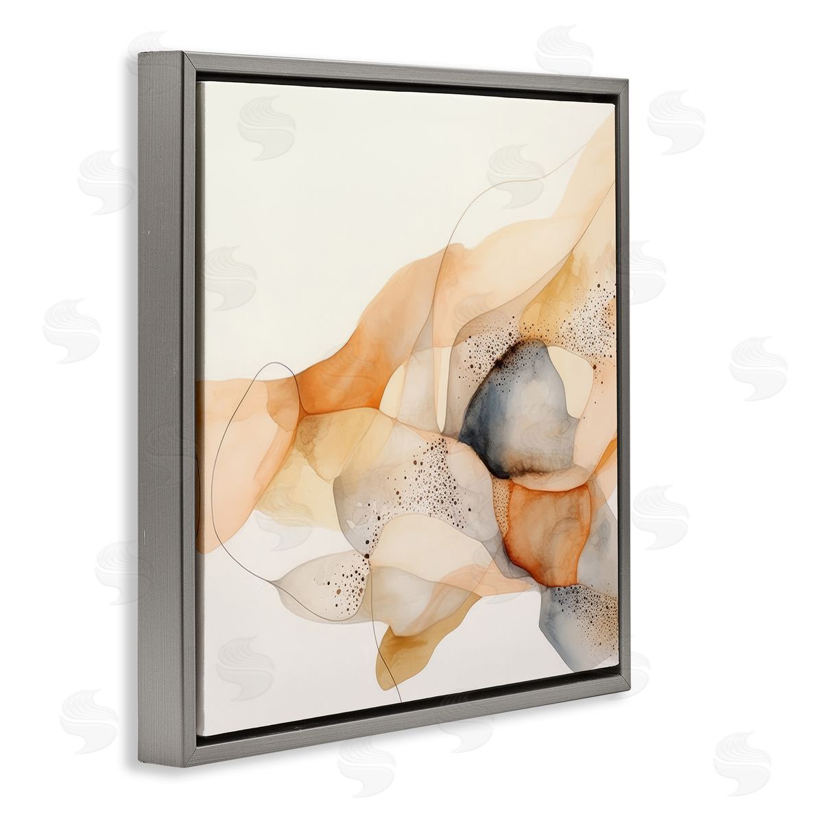 Cascading Fluid Abstract Grey Floating Frame Canvas Wall Art, Home Decor by Irena Orlov