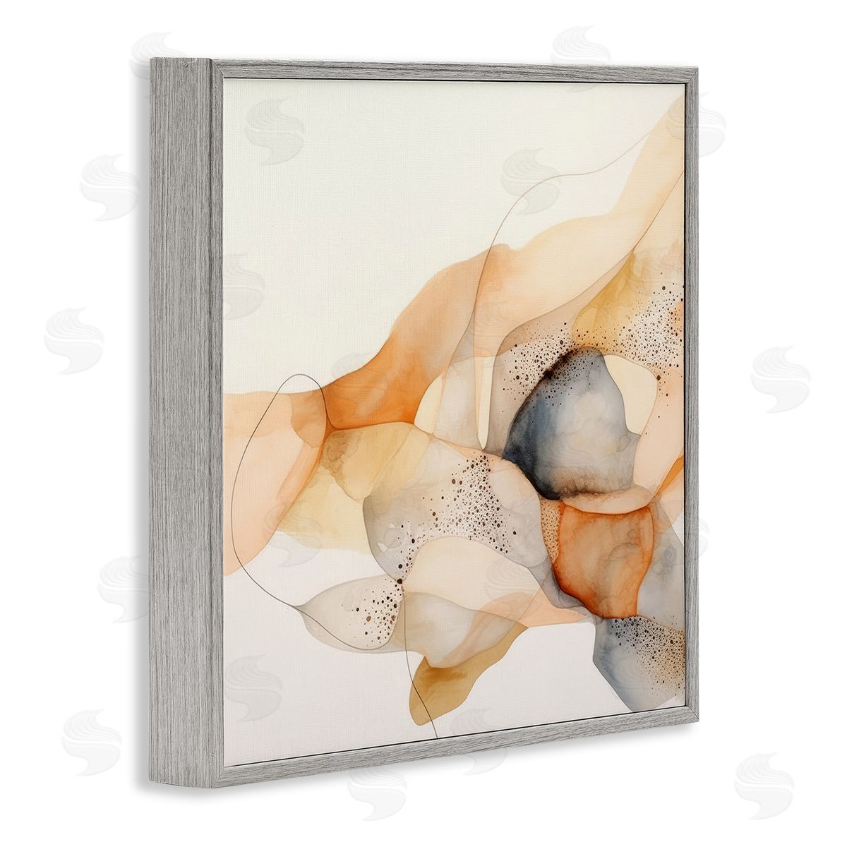 Cascading Fluid Abstract Grey Frame Print Wall Art, Home Decor by Irena Orlov