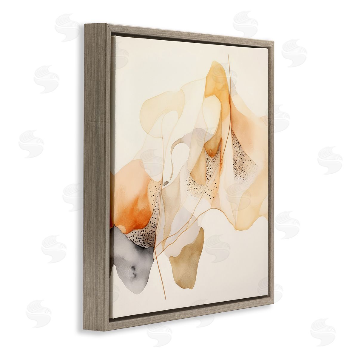Blush Fluid Abstraction Brown Floating Frame Canvas Wall Art, Home Decor by Irena Orlov