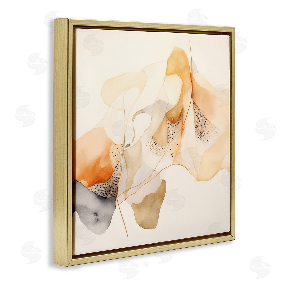 Blush Fluid Abstraction Gold Floating Frame Canvas Wall Art, Home Decor by Irena Orlov