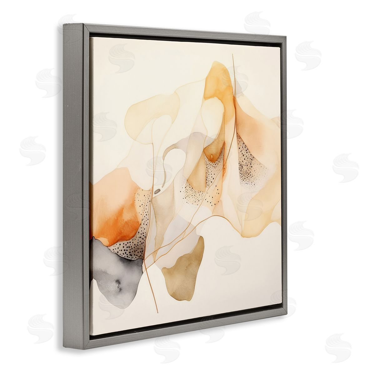 Blush Fluid Abstraction Grey Floating Frame Canvas Wall Art, Home Decor by Irena Orlov