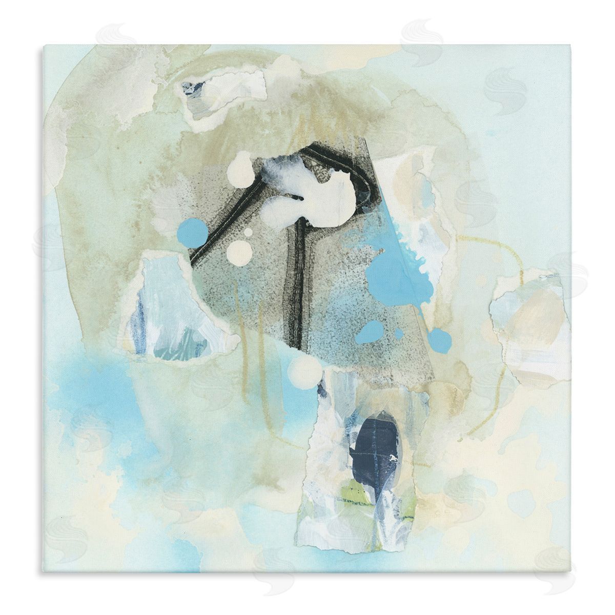 Soft Blue Complex Abstraction Canvas Wall Art, Home Decor by June Erica Vess