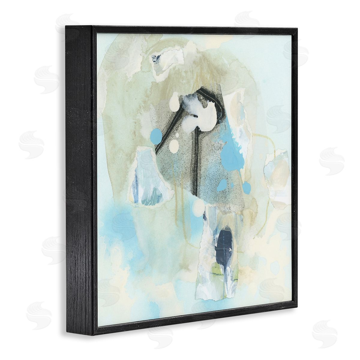 Soft Blue Complex Abstraction Black Frame Print Wall Art, Home Decor by June Erica Vess