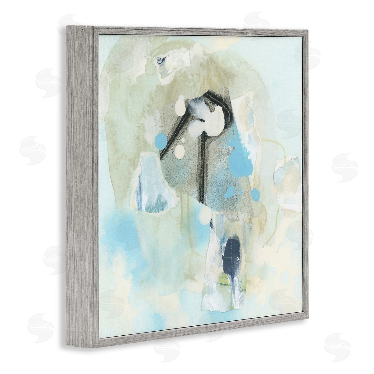 Soft Blue Complex Abstraction Grey Frame Print Wall Art, Home Decor by June Erica Vess