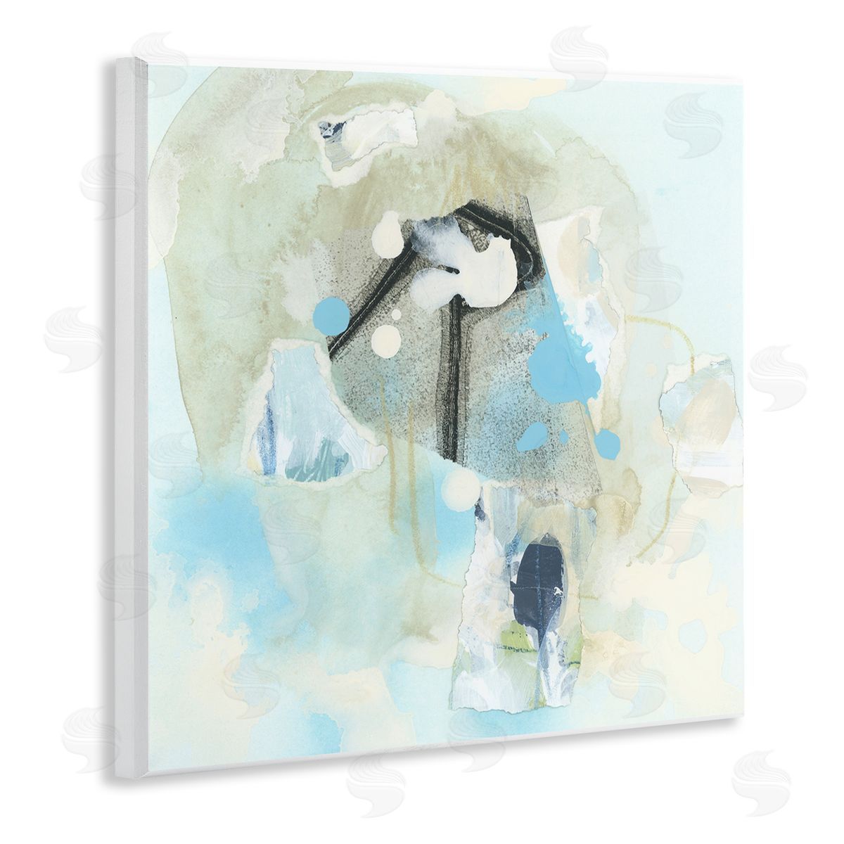 Soft Blue Complex Abstraction Wood Plaque Wall Art, Home Decor by June Erica Vess