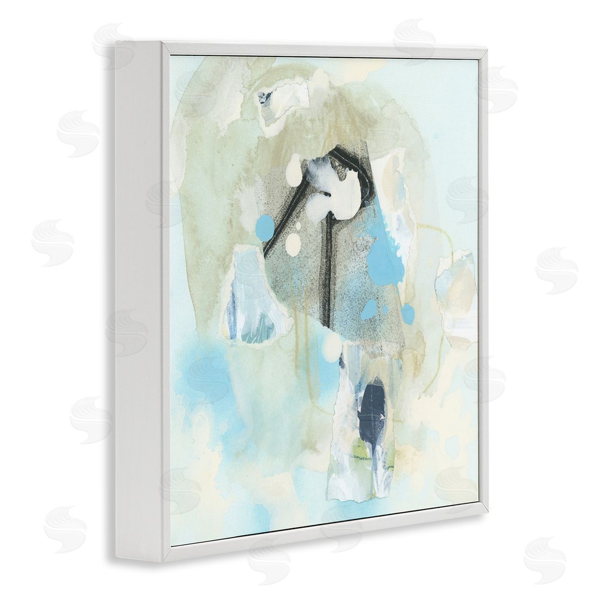 Soft Blue Complex Abstraction White Frame Print Wall Art, Home Decor by June Erica Vess