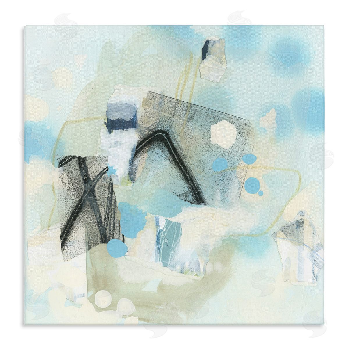 Expressive Blue Abstraction Canvas Wall Art, Home Decor by June Erica Vess