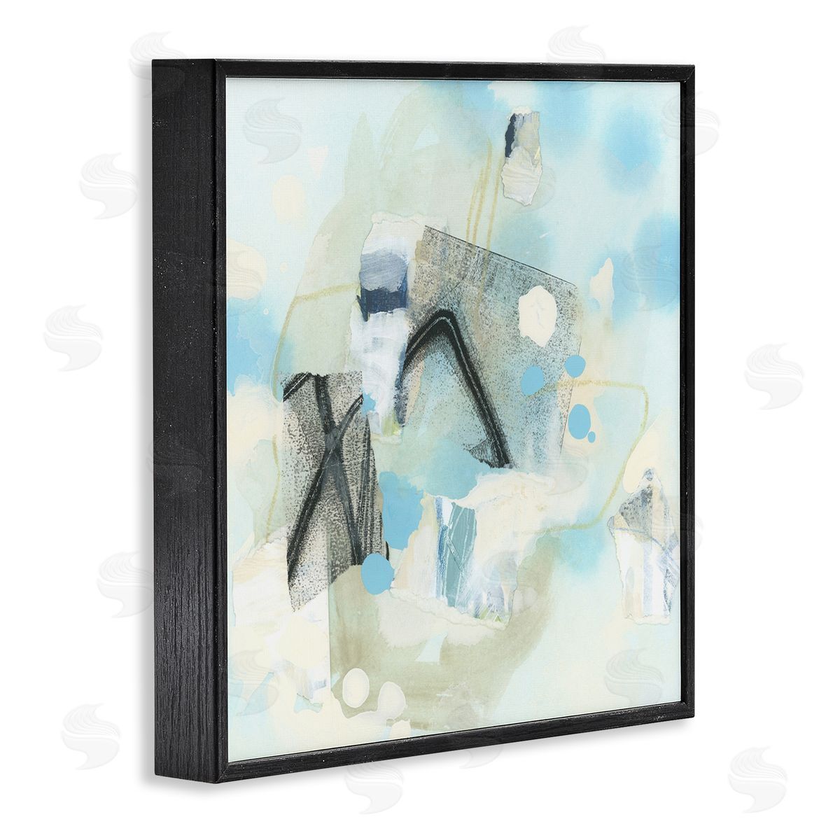 Expressive Blue Abstraction Black Frame Print Wall Art, Home Decor by June Erica Vess