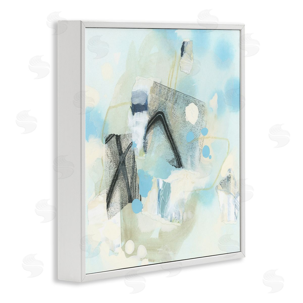 Expressive Blue Abstraction White Frame Print Wall Art, Home Decor by June Erica Vess