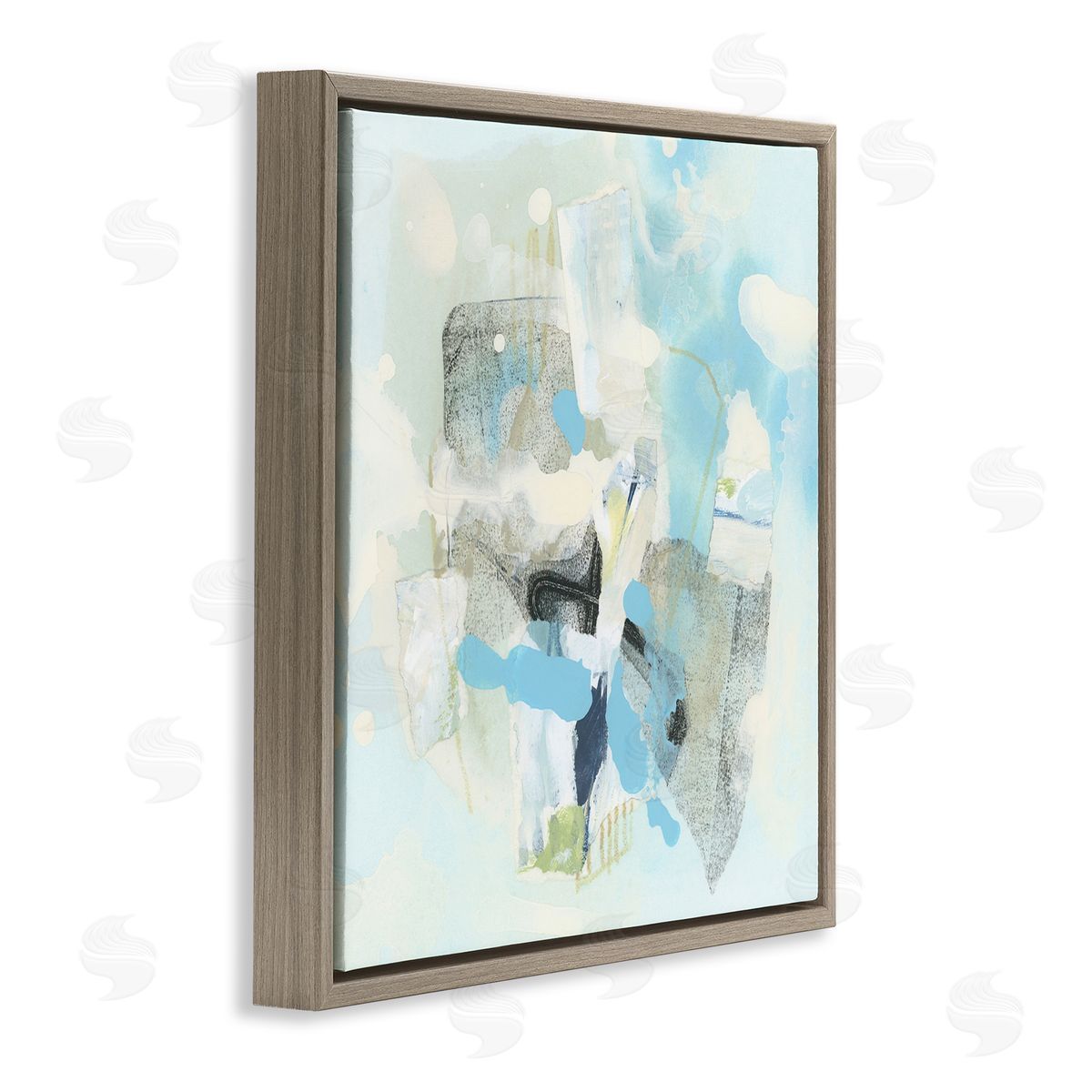 Modern Paint Splash Abstract Brown Floating Frame Canvas Wall Art, Home Decor by June Erica Vess