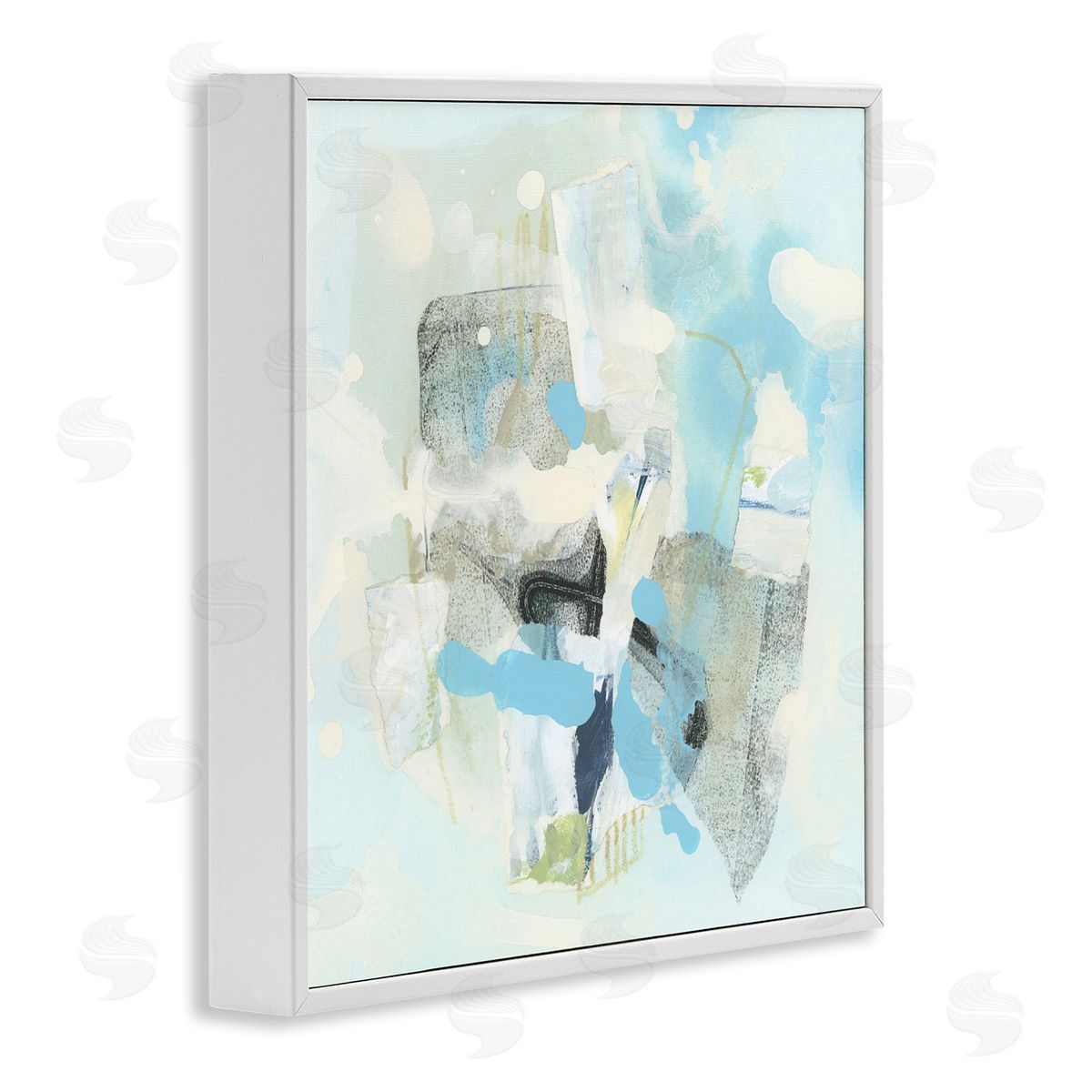 Modern Paint Splash Abstract White Frame Print Wall Art, Home Decor by June Erica Vess