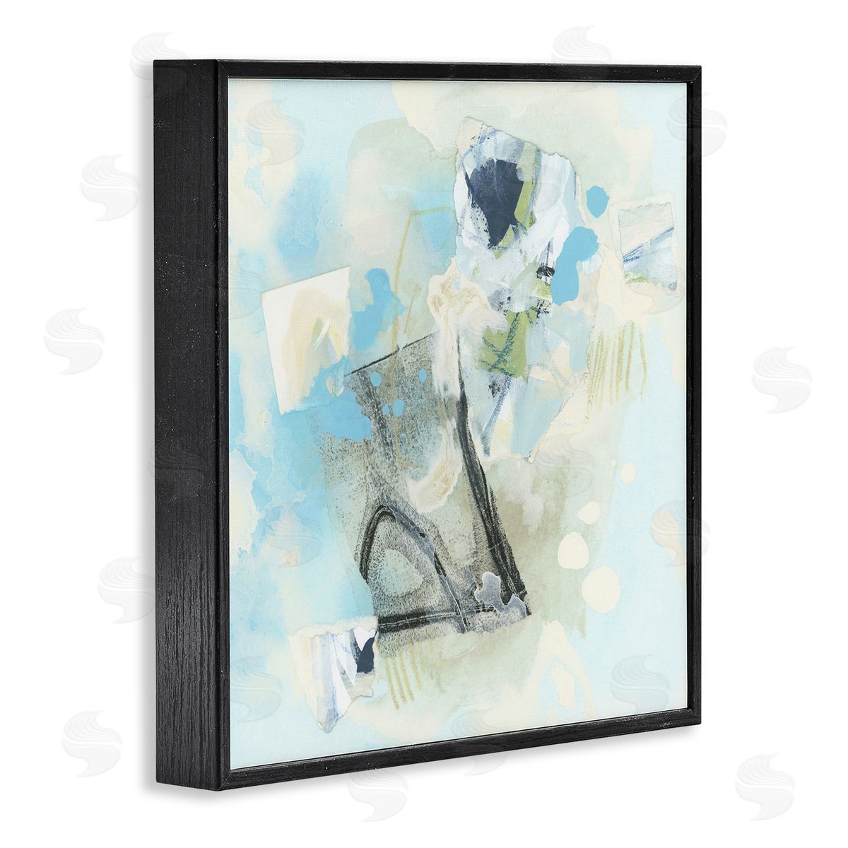 Blue and Grey Abstract Black Frame Print Wall Art, Home Decor by June Erica Vess