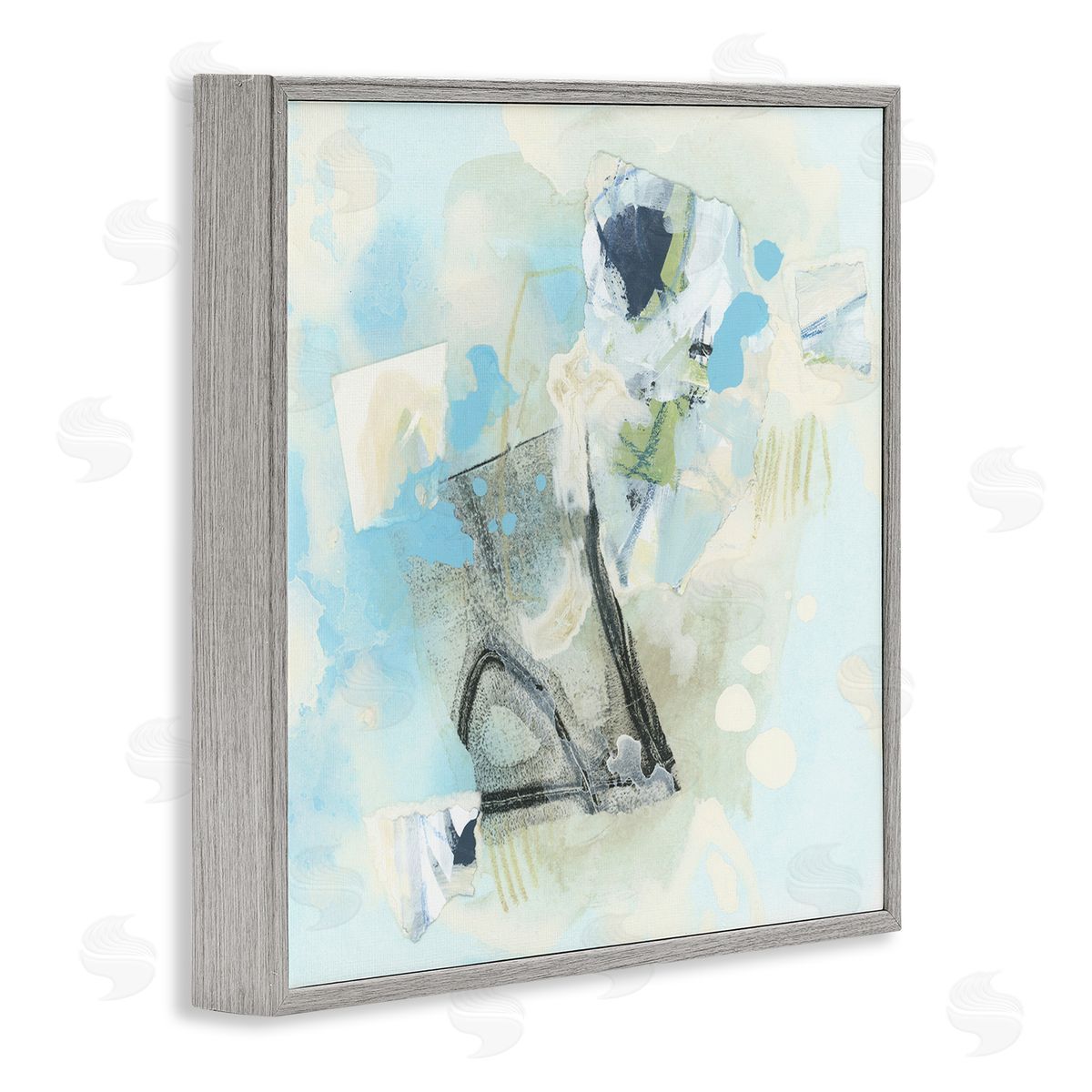 Blue and Grey Abstract Grey Frame Print Wall Art, Home Decor by June Erica Vess