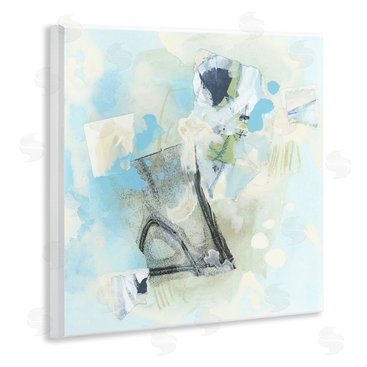 Blue and Grey Abstract Wood Plaque Wall Art, Home Decor by June Erica Vess