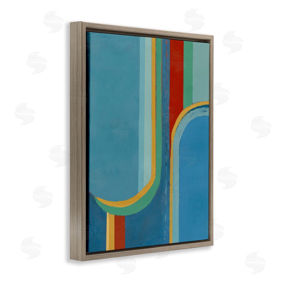 Blue and Red Arches Brown Floating Frame Canvas Wall Art, Home Decor by Pippin Schupbach