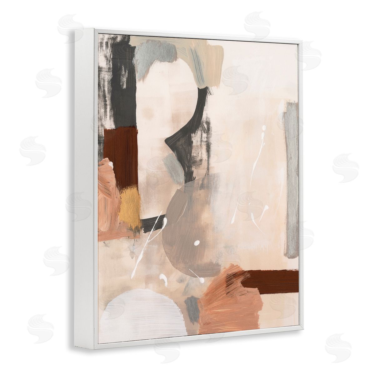 Expressive Rustic Abstract White Frame Print Wall Art, Home Decor by Victoria Barnes